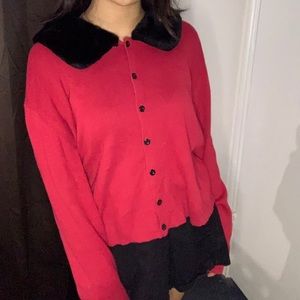 Sweater with Faux Fur Collar